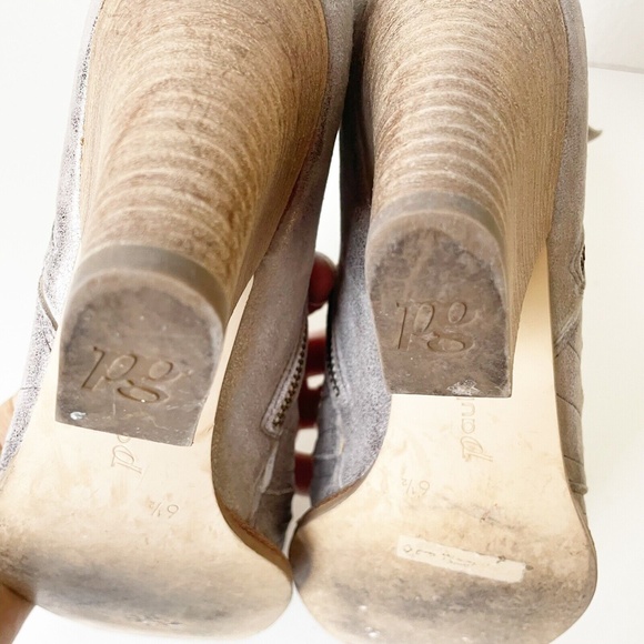 Paul Green Malibu Womens Ankle Boots 7 Metallic Leather Nubuck Sliced Zipper - Picture 10 of 12